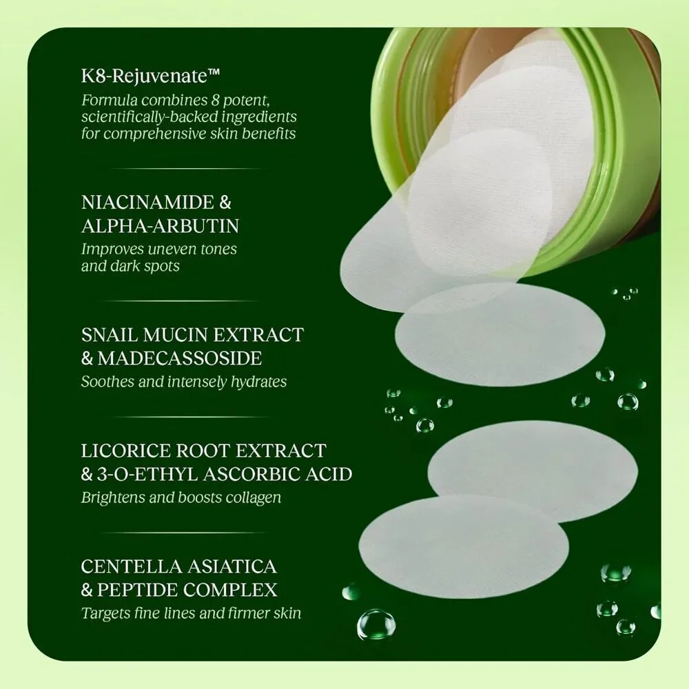 JiYu Toning Polish Pads Dark Spots Wrinkles Dull Skin with Snail Mucin 100 Count